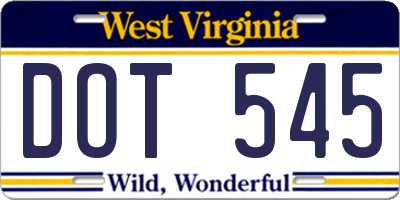WV license plate DOT545