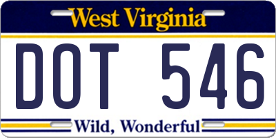 WV license plate DOT546