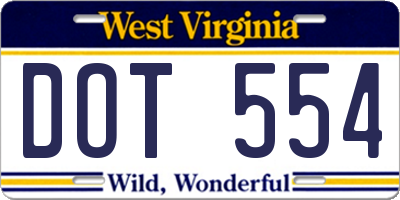 WV license plate DOT554