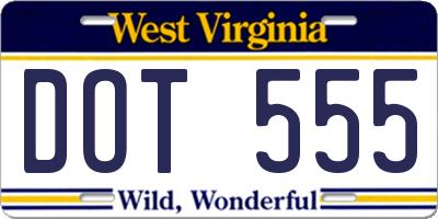 WV license plate DOT555