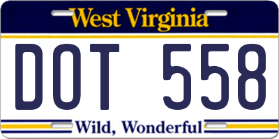 WV license plate DOT558