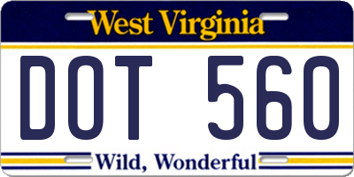 WV license plate DOT560