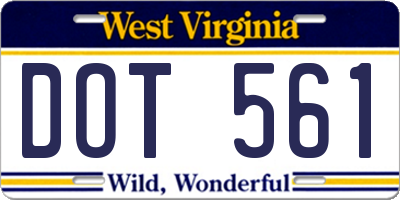 WV license plate DOT561