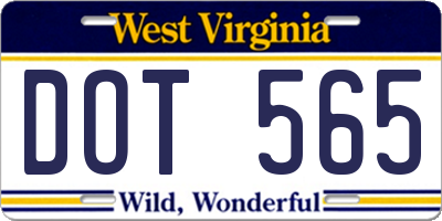 WV license plate DOT565