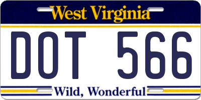 WV license plate DOT566