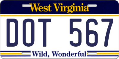WV license plate DOT567