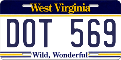 WV license plate DOT569