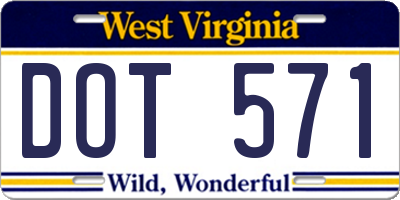 WV license plate DOT571