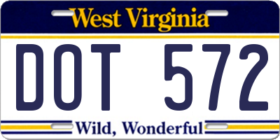 WV license plate DOT572