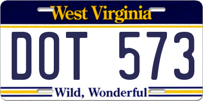 WV license plate DOT573