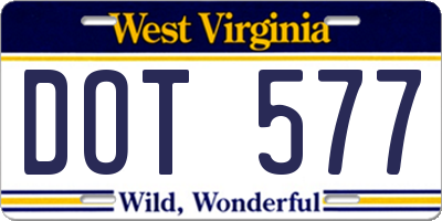 WV license plate DOT577