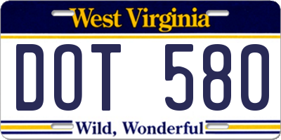 WV license plate DOT580