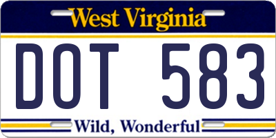 WV license plate DOT583