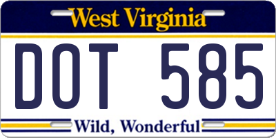 WV license plate DOT585