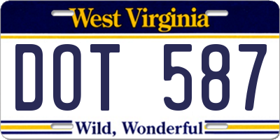 WV license plate DOT587