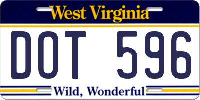 WV license plate DOT596