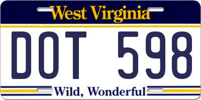 WV license plate DOT598