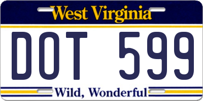 WV license plate DOT599