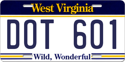 WV license plate DOT601