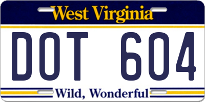 WV license plate DOT604