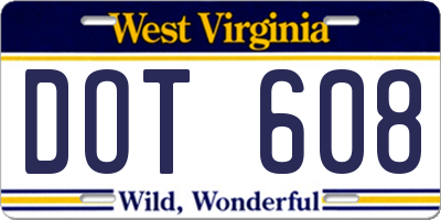 WV license plate DOT608