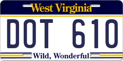 WV license plate DOT610