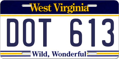 WV license plate DOT613