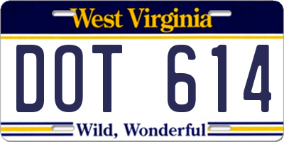 WV license plate DOT614