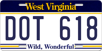 WV license plate DOT618