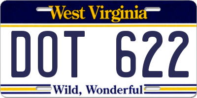 WV license plate DOT622