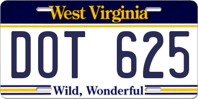WV license plate DOT625