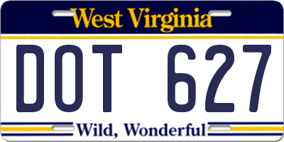 WV license plate DOT627