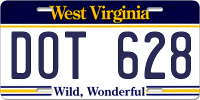 WV license plate DOT628