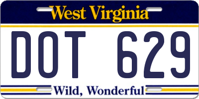 WV license plate DOT629