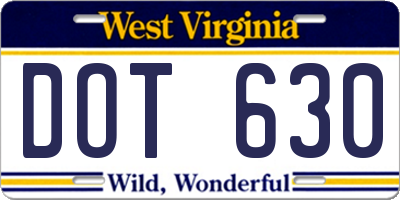 WV license plate DOT630