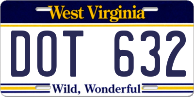 WV license plate DOT632