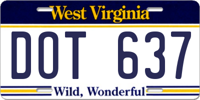 WV license plate DOT637