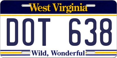 WV license plate DOT638