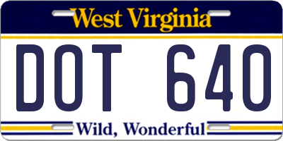WV license plate DOT640