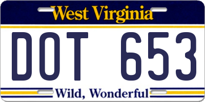 WV license plate DOT653