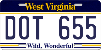 WV license plate DOT655