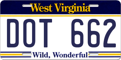 WV license plate DOT662
