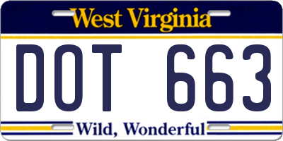 WV license plate DOT663