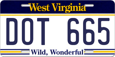 WV license plate DOT665