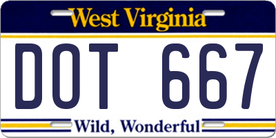 WV license plate DOT667