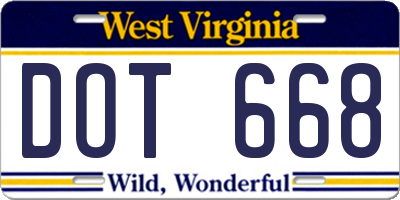 WV license plate DOT668