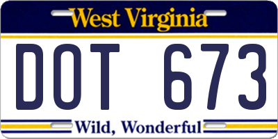 WV license plate DOT673