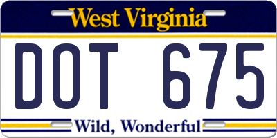 WV license plate DOT675