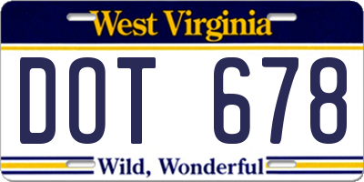WV license plate DOT678