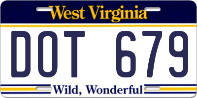 WV license plate DOT679
